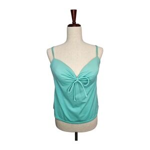 Victoria's Secret Womens Aqua Tankini Swim Top 38D Tie Front Underwire Padded